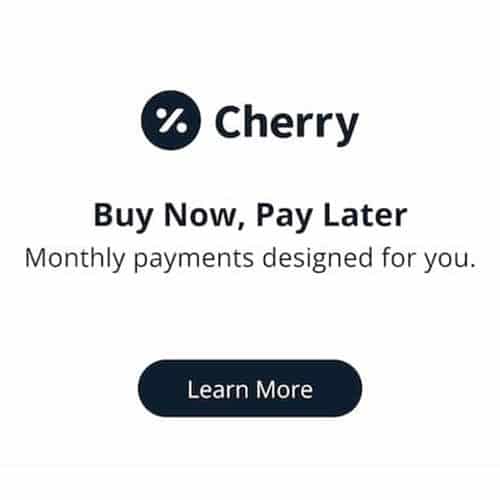 Cherry buy now, pay later offer with monthly payments; includes a "Learn More" button.